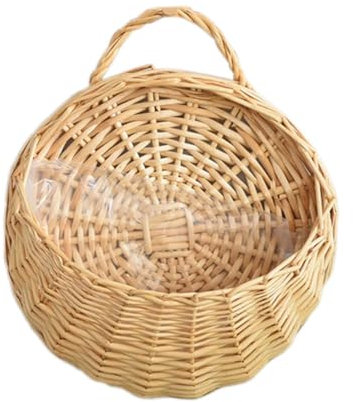 Begchy Maceta de mimbre hecha a mano para colgar en la pared, cesta de rattam, maceta de jardín, maceta de jardín, macetero de pared A