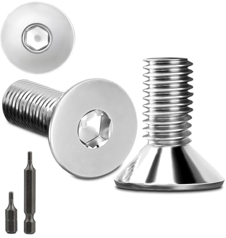 Lot de 150 vis à tête fraisée en acier inoxydable M4 x 8 mm à six pans creux M4 en acier inoxydable Vis à tête fraisée DIN 7991/ISO 10642 avec 2 têtes de vis hexagonales (argenté)