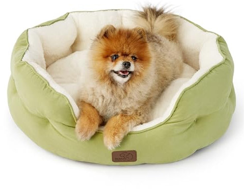 BEDSURE Katzenbett waschbar Katzen Bettchen - 63x53x20cm Katzen Bett mit Zweiseitig Innenkissen Katzenschlafplatz für Katzen oder kleine Hunde,hellgrün