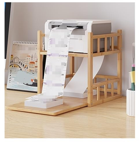 MEIZHITU Regal für Drucker, 2-stufiger Druckerständer, Holzdruckerregal, Kleines Kopierer-Aufbewahrungsregal, Desktop-Organizer Für Zuhause Beistelltisch Regal für Drucker