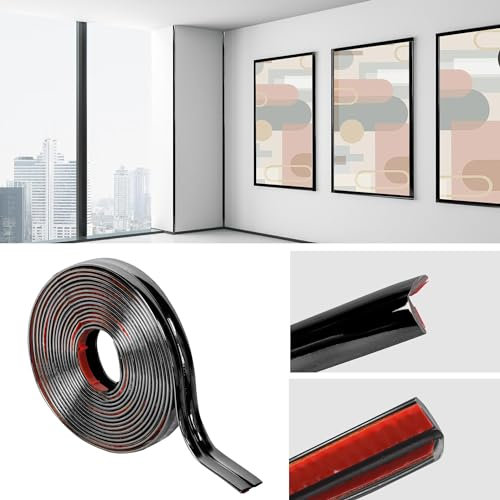 Lollanda Modanature decorative autoadesive, autoadesive, cromate, per pareti, soffitto, pavimento, armadi, piastrelle, bordi (nero, 5 m x 20 mm)