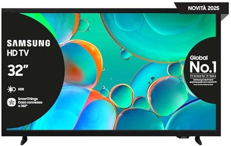 Samsung Smart TV 32'' UE32H5000FKXZT HD, Hyper Real Processor, HDR & Pur Color, Smart Experience, OTS Lite & Adaptive Sound, SlimLook Design, 2025
