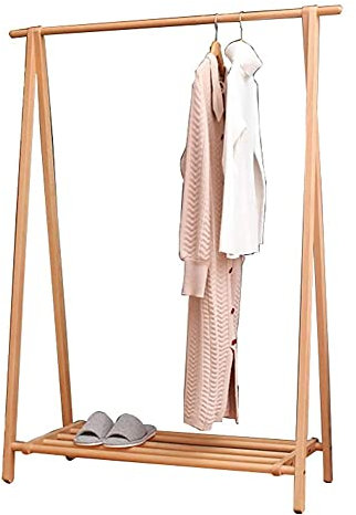 WLCNYL Portant à vêtements, portemanteaux Pliables sur Pied, présentoir à vêtements avec Rangement inférieur pour Balcon intérieur (Couleur Bois 80 cm)