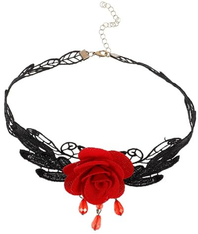 JEWEDECO Wedding Necklace Costume Jewelry for Women Fashionable Lace Choker Flower Design