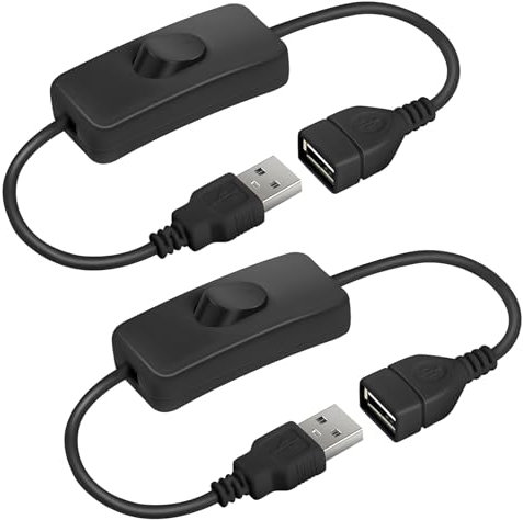AXFEE 2Pcs USB Switch Cable, USB-Switch Extension Cord, Usb-A Male to Female Cable with On/Off Switches, usb Extension-Cable for LED Desk Lamp, Driving Recorder, Fan, LED-Strips (Black)