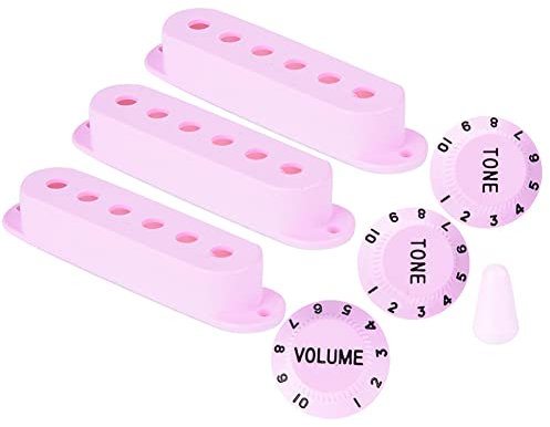 Vibrivio Ensemble de housses de micro pour guitare électrique, 6 trous, simple bobinage, support d'interrupteur, boutons de tonalité, rose