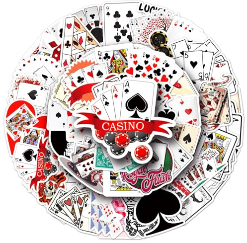 SANYUANHE 100 Casino Aufkleber, Las Vegas Casino Nächte, wasserdichte DIY Spielkarte Aufkleber, Handyhülle, Wasserflasche, Motorrad Notebook, Gepäck, Fahrrad, Snowboard, dekoratives Sticker Set