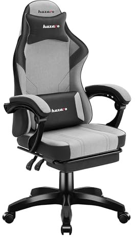 huzaro Force 3.7 Chaise Gaming Ergonomique | Fauteuil Gamer avec Repose-Pieds | Coussin Lombaire | Dossier Inclinable | Accoudoirs Confort | roulettes Silencieuses | Tissu Respirant | Gris