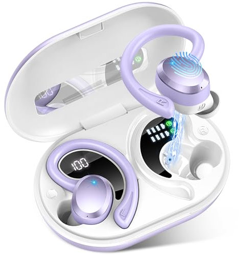 Auriculares Inalámbricos Deportivos, Auriculares Bluetooth 5.4 con 4 Mics, 48H Cascos Inalambricos Bluetooth HiFi Estéreo, IP7 Impermeable, Cascos Bluetooth con Cancelación de Ruido Pantalla LED