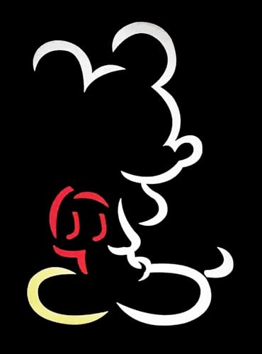 Disney Dekoratives Wandposter Serie Cartoon Mickey Mouse Silhouette auf schwarzem Hintergrund, Druck auf beschichtetem Papier, 40 x 30 cm, ohne Rahmen