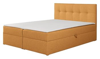 RAVIO Boxspringbett Toronto mit 2 Bettkästen, Bonell-Federkernmatratze H3, Schaumstoff-Topper im Set enthalten, Polsterbett mit Stauraum (Orange (Herbi 80), 160 x 200 cm)