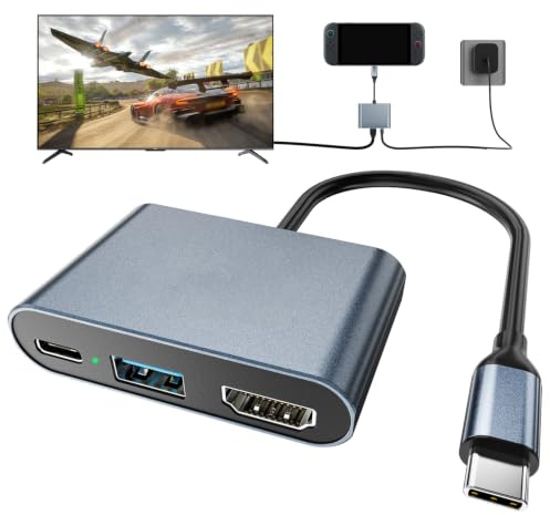 Switch 2 Dock, tragbare USB-C-Dockingstation mit 4K @ 120Hz/PD 100W/USB 3.0 Anschluss, Aluminiumlegierung, Reise-TV-Dock für Switch/Steam Deck/ROG Xbox Ally X/Legion Go 1/2/S