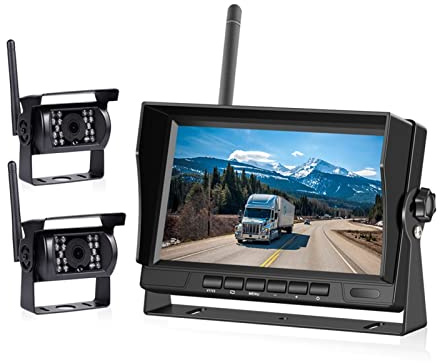 7 Inch Car Monitor Wireless Truck Backup Rear View Display And Wifi Reverse Backup Camera For Car RV Bus TV Display Screen Easy Installation(2 camera)