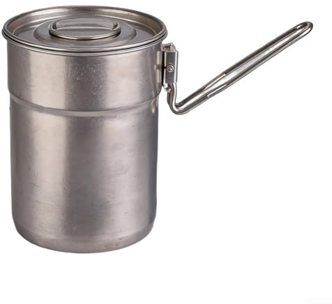 Lightweight 304 Stainless Steel Pot with Lid for Camping and Hiking Includes Storage Bag for Clean Transport Between Uses 1L Size