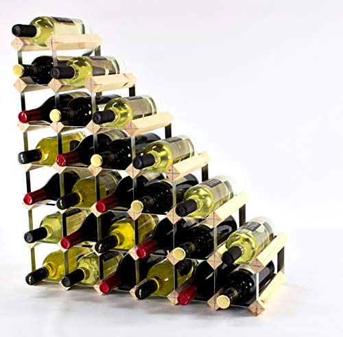 Classic Understairs Pine Wood and galvanised Metal Wine Rack Ready Assembled