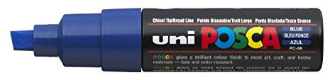Uni Posca PC-8 K Keilspitze Marker Stift, Federbreite blau (6er Box)