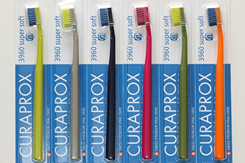 Super Weich Zahnbürste 6 Pinseln Curaprox Super Soft 3960. Bessere Reinigung & Medium Weichheit im Dashing Farben für Sie & Ihn