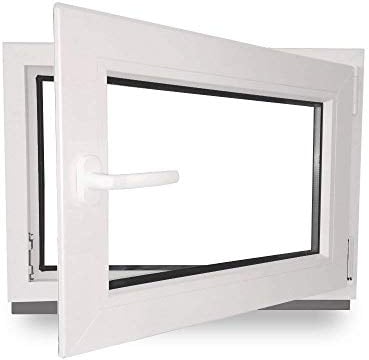 Kellerfenster - Kunststoff - Fenster - innen weiß/außen weiß - BxH: 70 x 40 cm - 700 x 400 mm - DIN Rechts - 2 fach Verglasung - 60 mm Profil