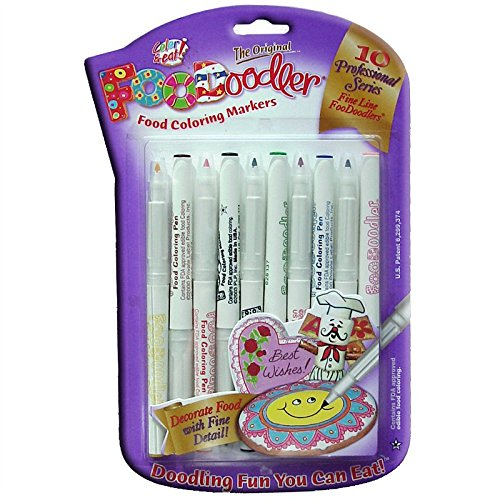 10 x Foodoodler Edible Ink Pens Markers Fineliners for Cake Decorating