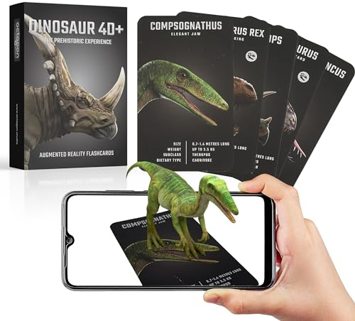 Tarjetas Dinosaurio 4D+ con Realidad Aumentada de Octagon Studio: ¡Descubre 20 Dinosaurios en 3D! App Complementaria para iOS y Android – Modos Drive y VR – En 15 Idiomas