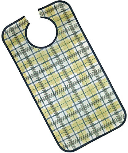 PFLEGE POINT® Kleidungsschutz/Ess-Schürze für Erwachsene mit Druckknopfverschluss, wasserdicht (blau-beige)