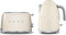 Smeg TSF01CRUK KLF03CRUK | 50's Retro Style Aesthetic | 2 Slice Toaster and Kettle Set in Cream