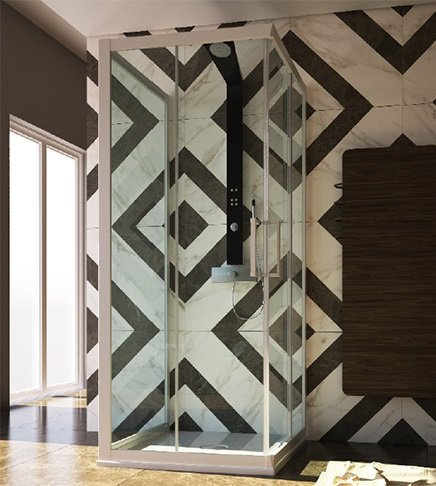 Cabine de douche 3 côtés, dimensions 75 x 75 x 75 cm, réductible, coulissante transparente