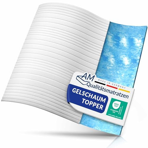 AM Qualitätsmatratzen Gel Topper 200x190 - Made in Germany - Gelschaum Topper 200x190cm mit waschbarem Bezug - Oeko TEX zertifizierter Memory Foam Matratzentopper 200x190 - Matratzenauflage weich