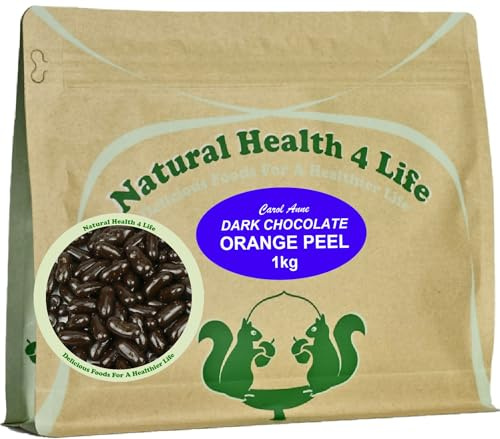 Natural Health 4 Life Carol Anne Confectioner Dark Chocolate Orange Peel 1kg in Resealable Pouch, ‎Snack for Parties, Baking, Events (Pack of 1)
