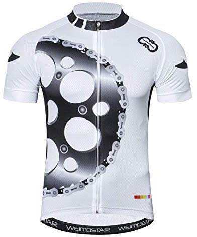 Weimostar Mountain Road Fahrradtrikot Kurzarm Fahrradbekleidung Fahrrad top Herren MTB Jersey Atmungsaktiv Sommer weißer Gang Größe XL