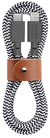 Native Union Belt Cable USB-C auf Lightning – ca. 1.2 m (4 ft.) Ultrastarkes, Verstärktes Kabel [MFi-Zertifiziert] für iPhone 14, iPhone 13 und mehr (Zebra)