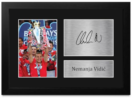 HWC Trading Nemanja Vidic A4 Gerahmte Signiert Gedruckt Autogramme Bild Druck-Fotoanzeige Geschenk Für Fußball Fans