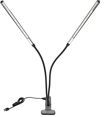 FX001G-2 Double Head LED Plant Grow Clip-on Light Lamp Sunlike USB Charging Timing 18W