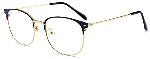 LNTICB Occhiali Filtro Luce Blu Occhiali da Computer Super Leggera Montatura in Metallo con Lenti Trasparenti Neutri Retrò Blocco UV Anti-affaticamento per Uomo Donna