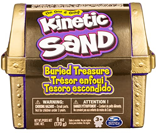 Kinetic Sand Vergrabener Schatz Spielset mit 170 g verstecktem Überraschungswerkzeug (Stil kann variieren)
