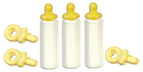 Melody Jane Puppenhaus Set Baby's Flaschen & Schnuller Dummies Zitrone 1:12 Kinderzimmer Zubehör