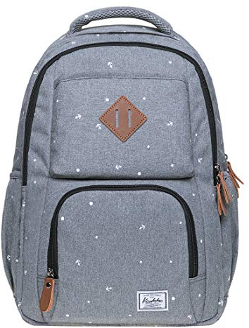 KAUKKO Schöner und durchdachter Rucksack mit Laptopfach für 15 Zoll Schule Uni 22L, Grau Jnl-k8008-1-09, one size, Tagesrucksack