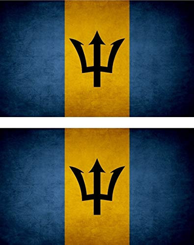 Akachafactory 2X Sticker Aufkleber Flaggen Flagge Fahne Vintage Barbados BDS