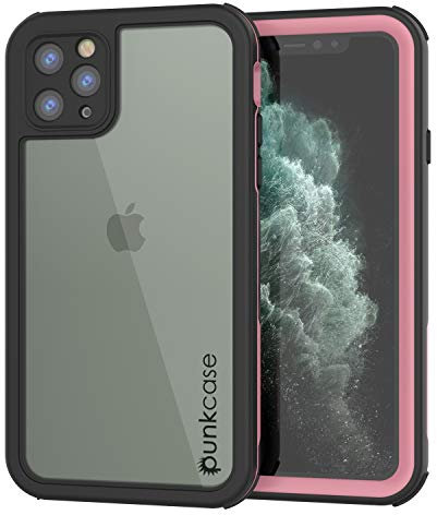PunkCase 11 Pro Waterproof Case [Rapture Series] Protective IP68 Certified Full Body Cover W/Built In Screen Protector [Clear Back] For Apple iPhone 11 Pro (2019) (5.8) (Pink)