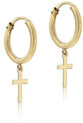 CARISSIMA Damen-Ohrringe Kreuz kleine Creole Gelbgold 9kt 4,7x20,5mm