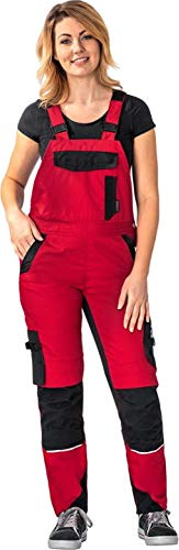 Planam Norit Damen Latzhose rot schwarz Modell 6537 Größe 48