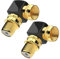 Lot de 2 adaptateurs coudés à 90° pour câble coaxial - Adaptateur F coudé - Câble d'antenne - Plaqué or - 2 adaptateurs d'angle F