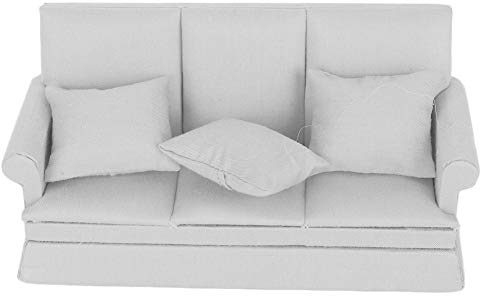 Haokaini Mini Puppenhaus Sofa Maßstab 1:12 Puppen Haus Sessel Möbel Sofa Couch mit 3 Abnehmbaren Kissen Fit für Barbie Puppen Haus Mädchen Geburtstagsgeschenk