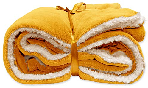 PERAGASHOP Unique Living Decke Plaid Lars 150 x 200 cm Gelb Fleece Warm Winter Geschenk