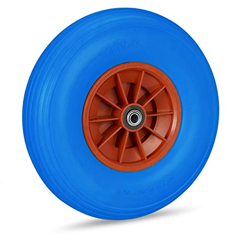 Relaxdays Lot de 1 Roues de brouette Caoutchouc 4.00-6, de Rechange axe, increvable, essieu, 3 adaptateurs, 100 kg