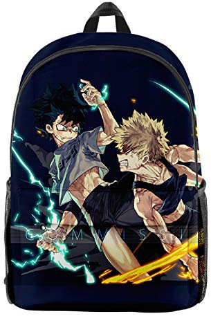 My Hero Academia Rucksack 3D Bakugou Katsuki Cosplay Rucksack Midoriya Izuku Schultaschen Studenten Computertasche Casual Daypacks für Outdoor Reisen Büro, Type7, 26*44*15cm