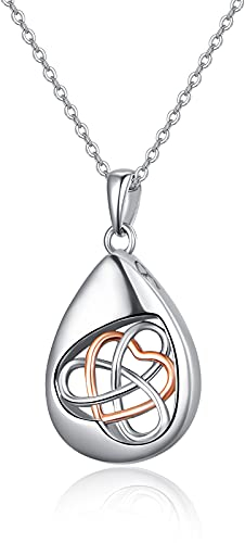 TANGPOET Asche Halskette 925 Sterling Silber Urnenhalskette für Asche Keltischer Knoten Denkmal Feuerbestattung Schmuck Asche Andenken Anhänger Halskette für Mama Papa Frauen Männer Damen