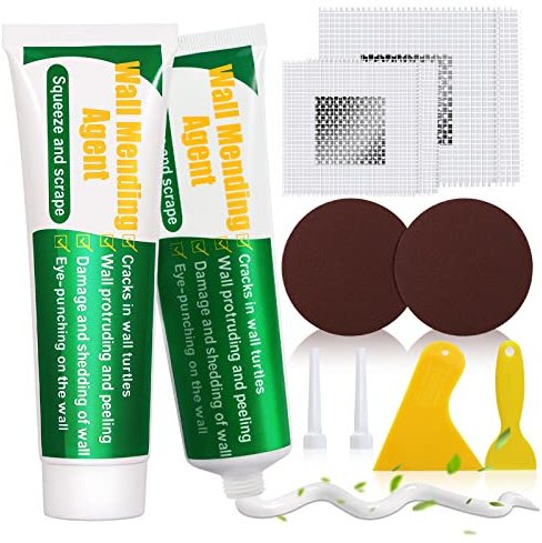 Drywall Repair Kit, 2 Pack Spackle Wall Repair Patch Kit with Scraper, Wall Mending Agent Large Hole Drywall Patch, Easy to Fill Holes in Home Wall and Quick Repair Crack, Plaster Wall Repair