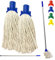 Colour Coded Floor Mop Set – 120cm Long Aluminium Mop Handle and Pack of 2 String Mop Heads Replacement for Domestic and Commercial Cleaning (Blue)