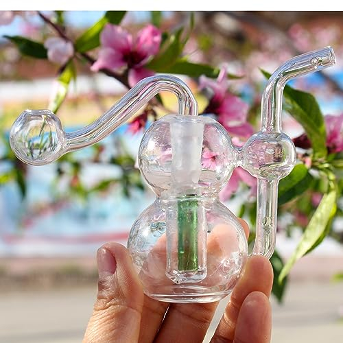 Mini-Glas-Bong Räucherpfeife Glas Ölbrenner Wasserbong Tragbare Wasserpfeife Glas Öl Pfeife Bubbler Bong Kleine Öl Tupfen Rigs für Smoking Bongs Rauchglas Pfeife Zubehör 10 mm Senden Schlauch